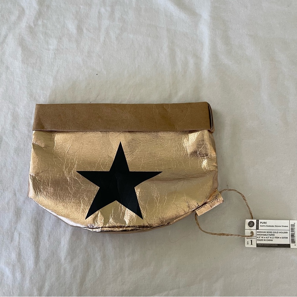 Santa Barbara Design Studio PURE Rose Gold Washable Paper Star Holder Bag 4.5"